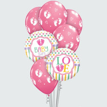 Load image into Gallery viewer, baby girl balloon bouquet, baby balloon bouquet, welcome baby balloons, baby bouquet Sydney, balloon bouquet, balloon deliveries, balloon delivery sydney, balloon table centerpiece, balloons afterpay, balloons surprise for birthday, balloons sydney, big w balloon bouquet, birthday balloons gift, birthday balloons surprise, birthday cakes with balloons, cakes with balloons, cakes and balloons, helium balloons sydney, party shop northern beaches, surprise balloons, surprise with balloons, baby shower balloons