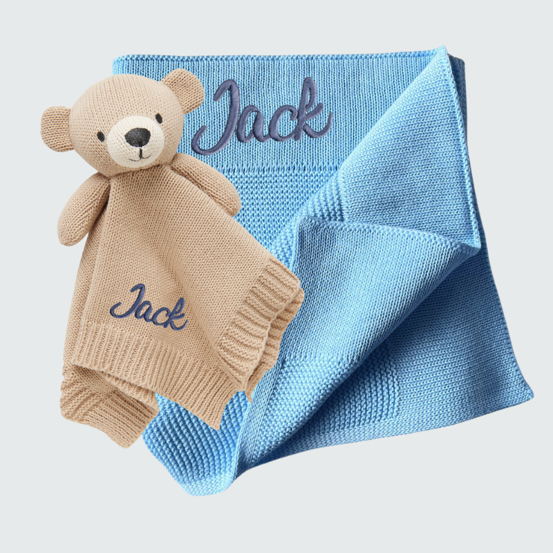 Embroidered Baby Blanket and Personalised Baby Comforter - Free Delivery